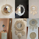 Boho-style macramé wall mirror for interior decoration