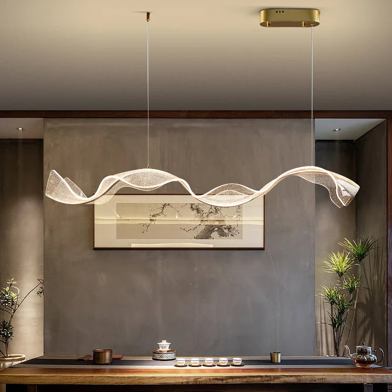 Modern design LED chandelier for interior adjustable in transparent acrylic - vue 4 sur 8
