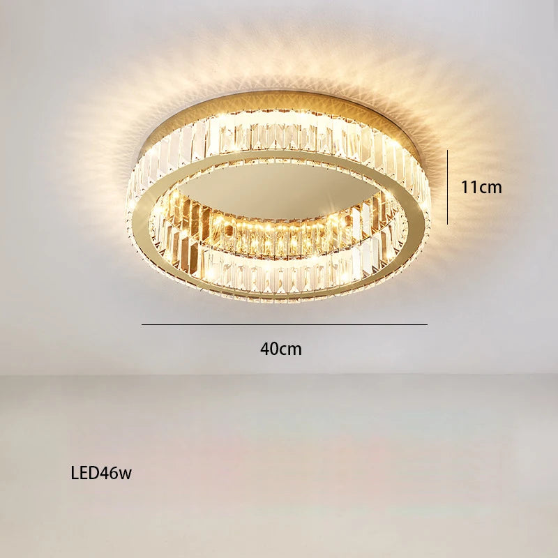Gold and silver chandelier with round dimmable LED