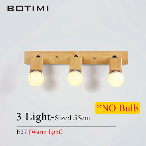 Botimi triple wooden mirror wall light nordic adjustable hotel wall lamp - vue 10 sur 10