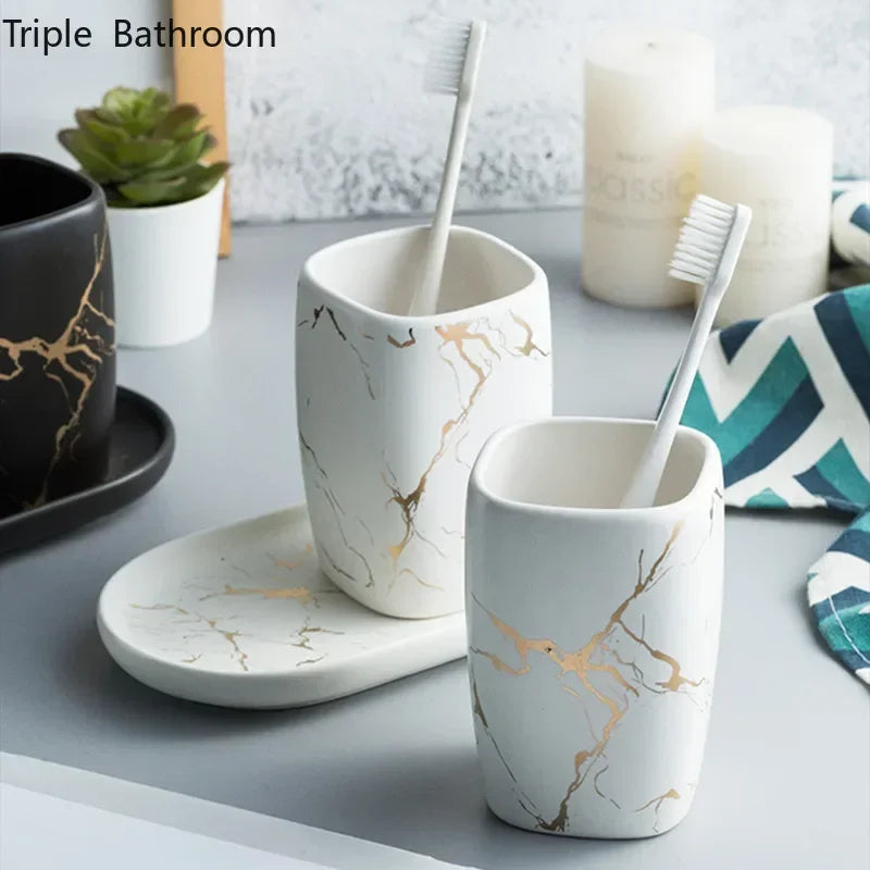 ensemble de tasse en céramique et support de brosse à dents - vue 5 sur 12