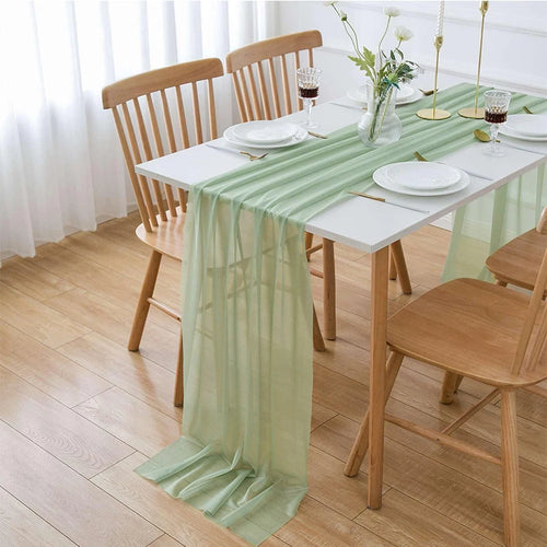 Set of 4 transparent bohemian chiffon table runners