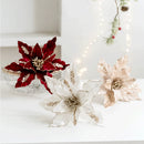 Artificial Christmas flower in glitter velvet festive decoration for home