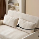 Modern double folding sofa bed, multi-functional with adjustable backrest, cell phone holder &amp; USB charging station