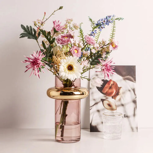 Nordic golden glass vase for hydroponic flowers home decor - vue 4 sur 10