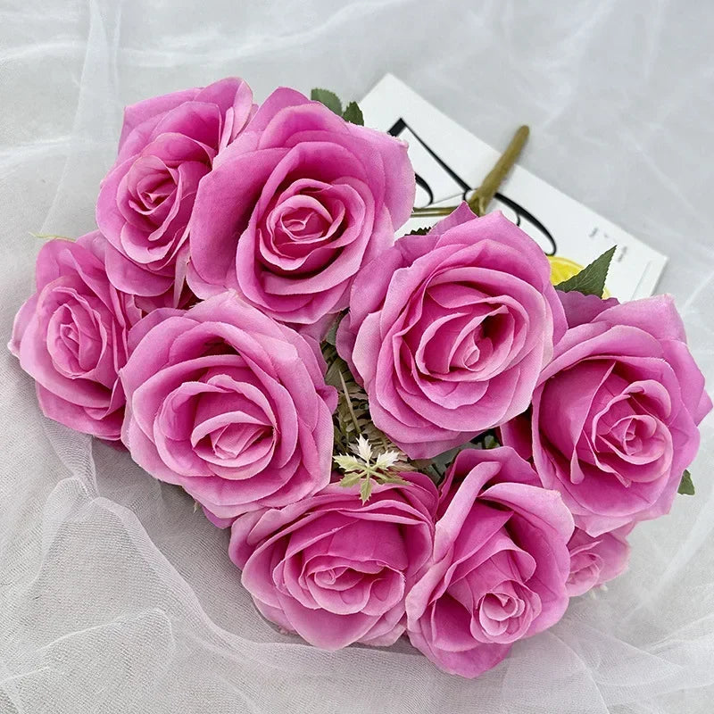 Artificial silk rose bouquet for wedding decor