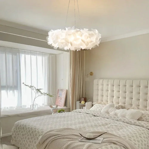 Modern feather LED chandelier with eye protection - vue 9 sur 10