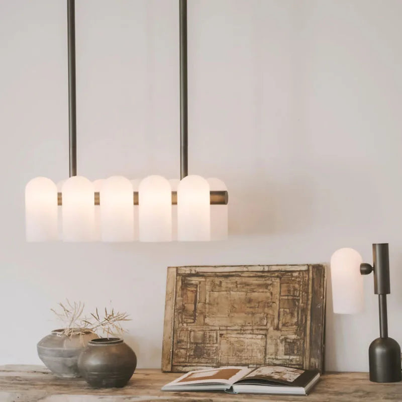 Elegant modern milky glass chandelier pendant light