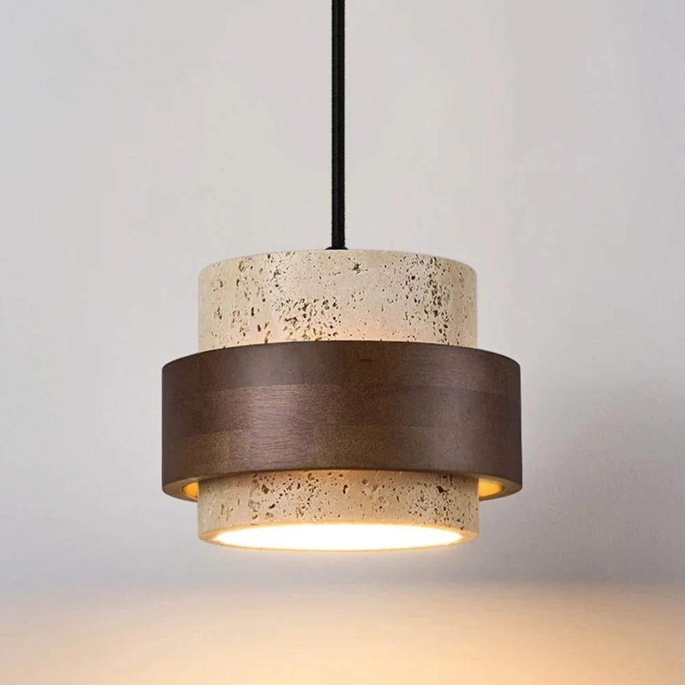 Modern wood and marble chandelier for elegant decor