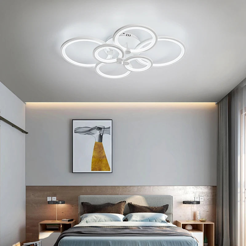 Hot Modern LED Chandelier For Home Indoor Lighting, Modern Chandelier Ceiling For Bedroom, Living Room Decoration, Lighting - vue 5 sur 14