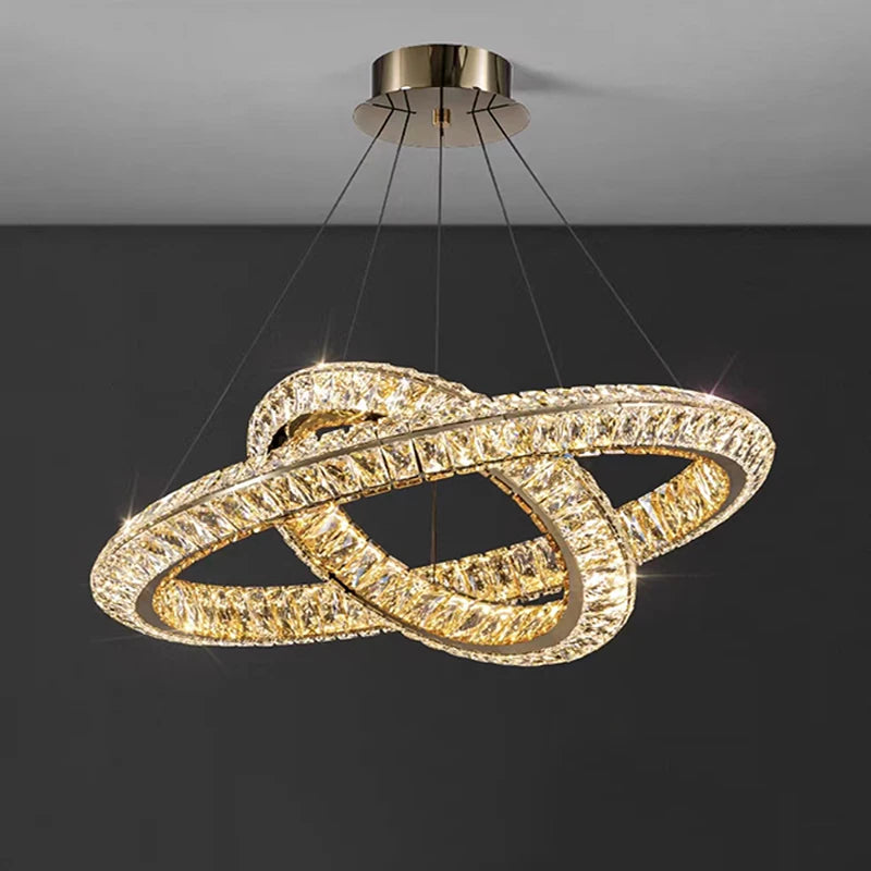Modern gold crystal chandelier for elegant interiors - vue 3 sur 11