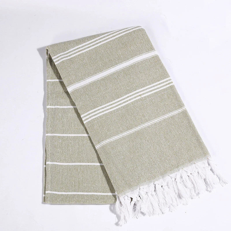 Turkish cotton beach towel with fringes, quick-absorbing