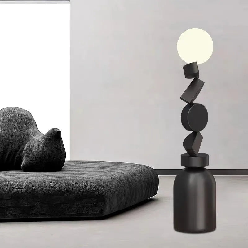 Round designer glass floor lamp for modern decor