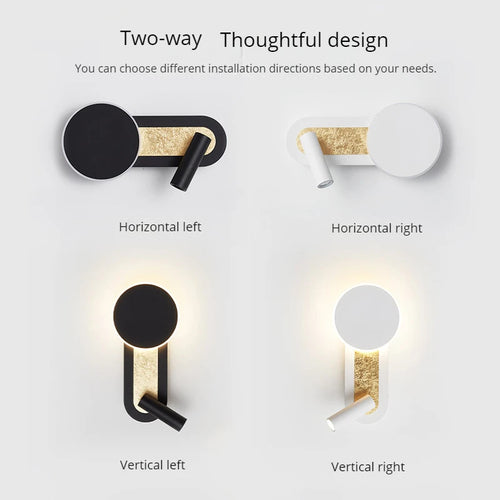 Modern nordic LED rotary wall light with switch - vue 5 sur 8