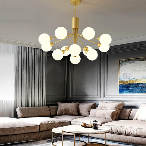 Nordic molecular glass chandelier for interior decoration - vue 5 sur 16