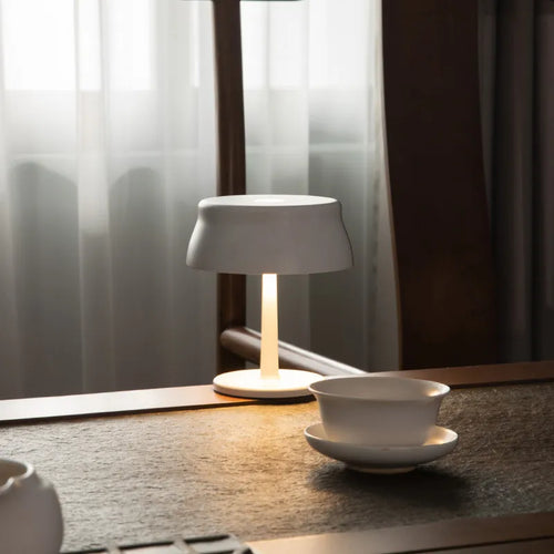 Usb table lamp for restaurant café bar rechargeable wireless mushroom lamp touch switch night light mini retro nordic led lights - vue 3 sur 6