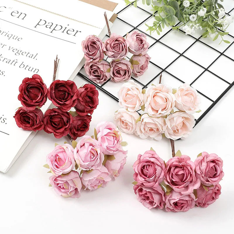 Mini artificial rose bouquet for floral decoration