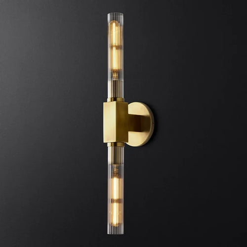 Retro double head minimalist glass wall light with stripes - vue 9 sur 8