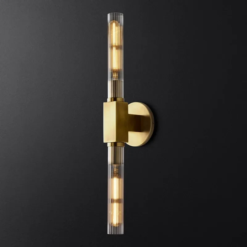 Retro double head minimalist glass wall light with stripes - vue 8 sur 8