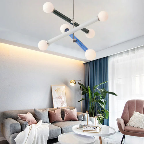 Minimalist art deco chandelier pendant light - vue 3 sur 10