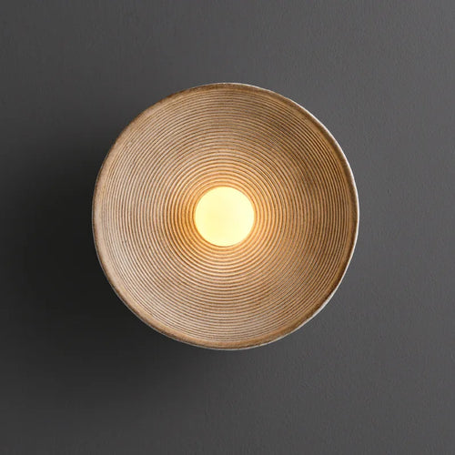 Wabi sabi round retro wall light for living room, bedroom, and hallway, glass and resin