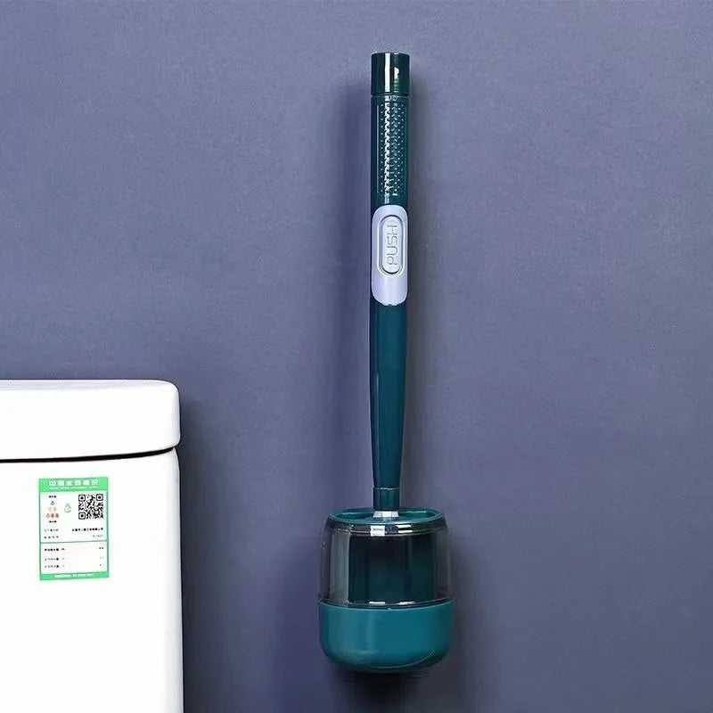 Long handle toilet brush with holder for efficient cleaning - vue 8 sur 8