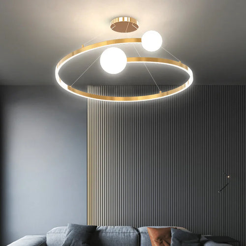 Simple nordic LED ring chandelier indoor decorative lighting - vue 5 sur 8