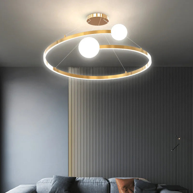 Simple nordic LED ring chandelier indoor decorative lighting - vue 4 sur 8