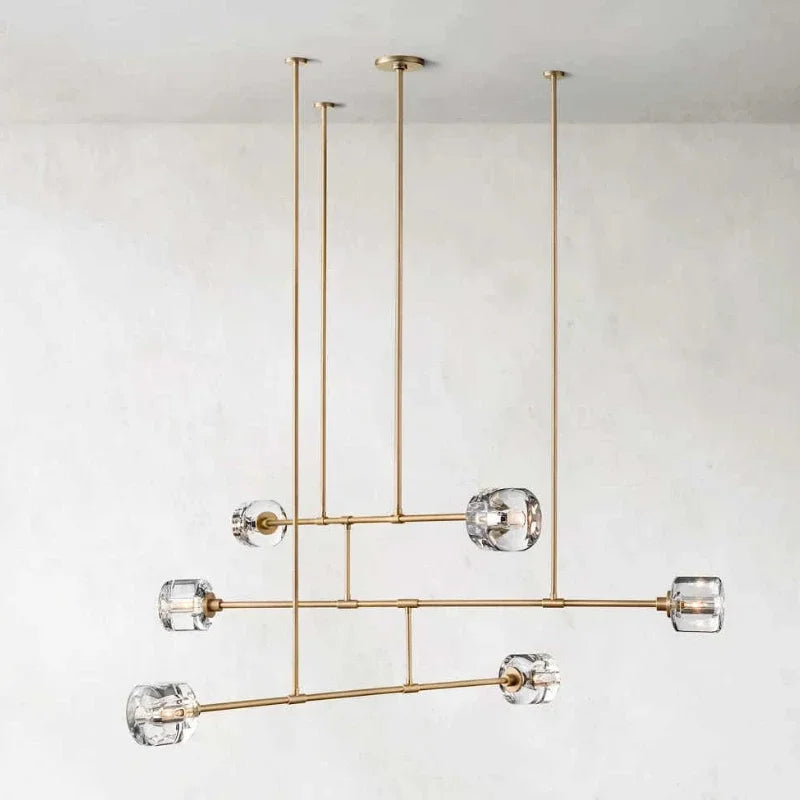 Modern American style crystal chandelier in polished copper - vue 3 sur 10
