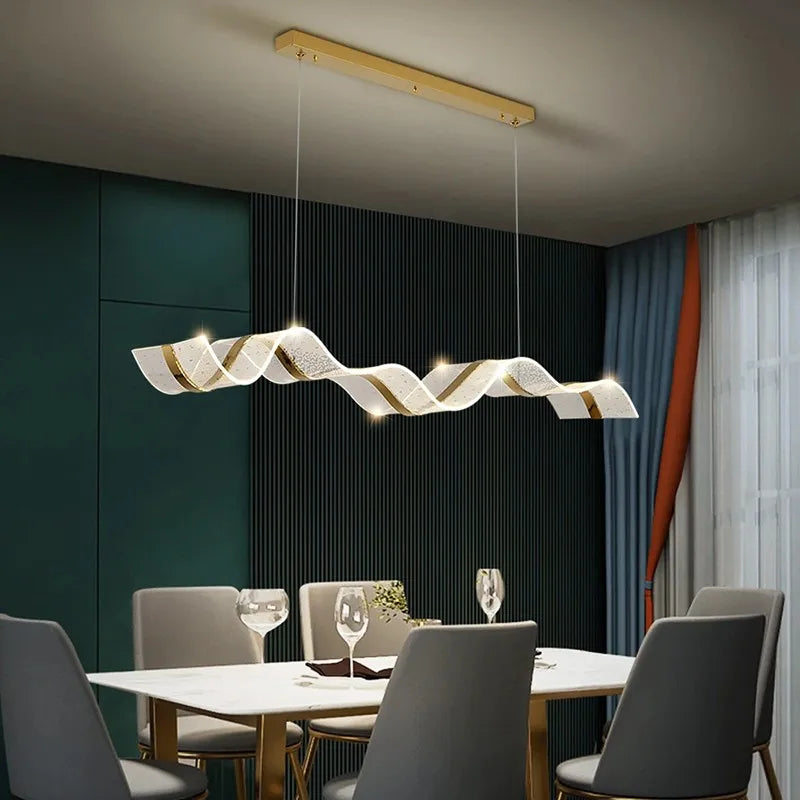 lustre led design vague suspension luminaire intensité variable - vue 3 sur 9