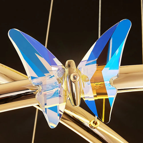 suspension led anneau d'or avec motif papillon - vue 6 sur 20