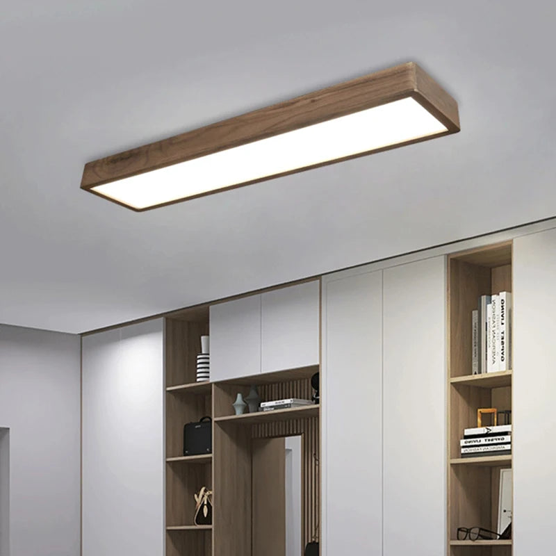 Modern square LED wooden ceiling light for indoor use