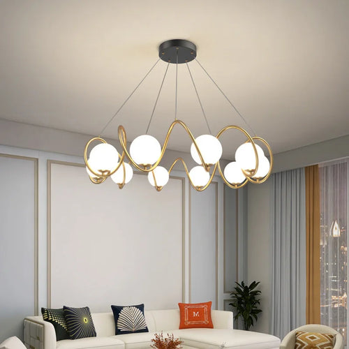 French style pendant light with gold trim and eye protection - vue 4 sur 8