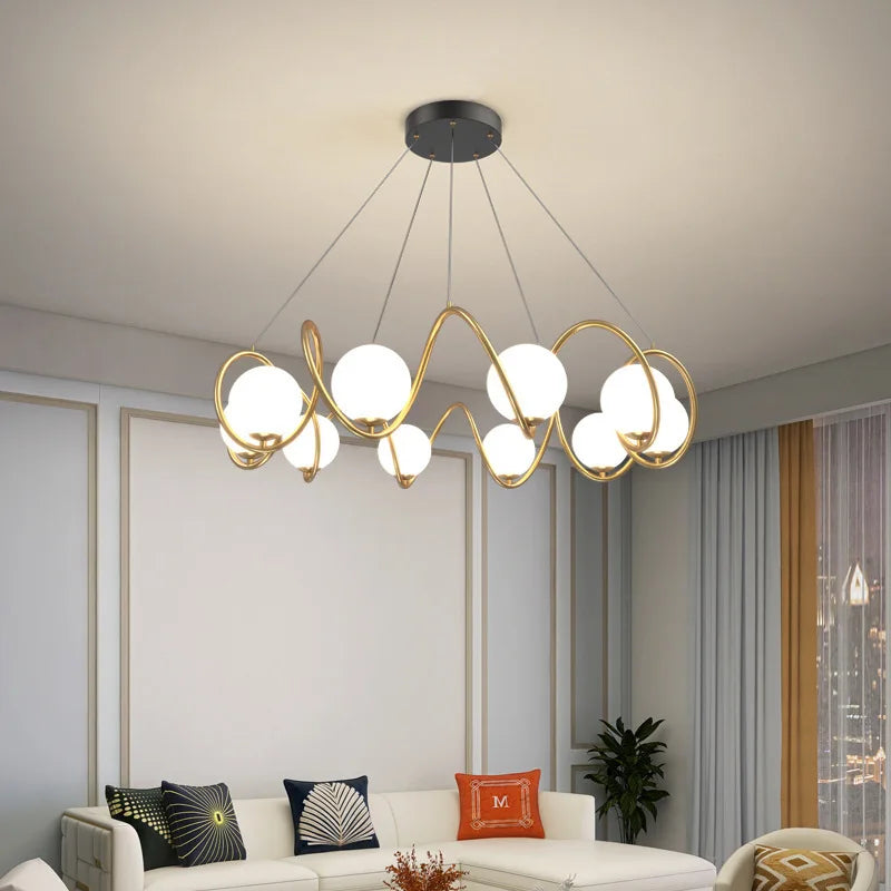 French style pendant light with gold trim and eye protection - vue 3 sur 8