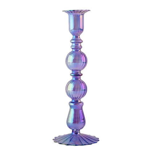 Retro glass taper candle holders for elegant decor - vue 26 sur 32