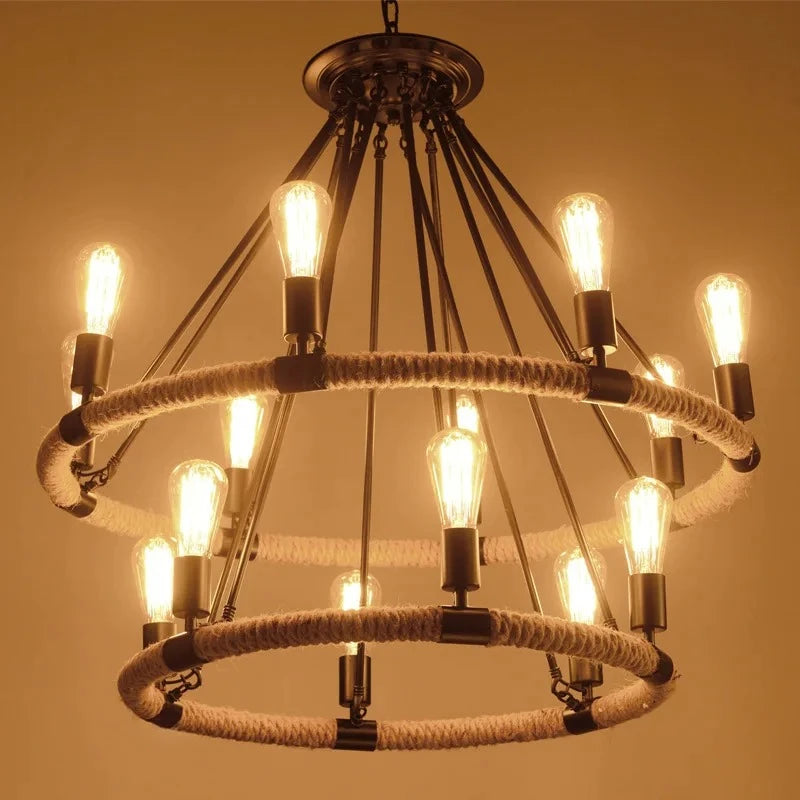 Retro rope chandelier for modern interior decor