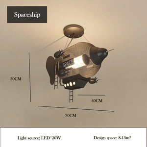 Creative spaceship chandelier for boy's bedroom