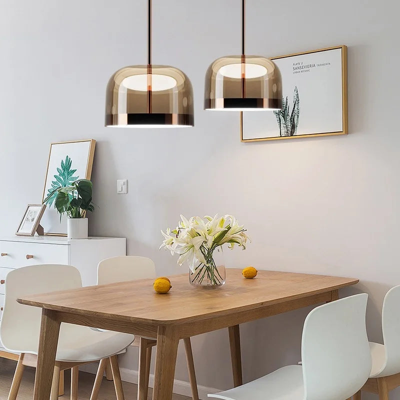 suspension en verre design nordique led moderne - vue 5 sur 9