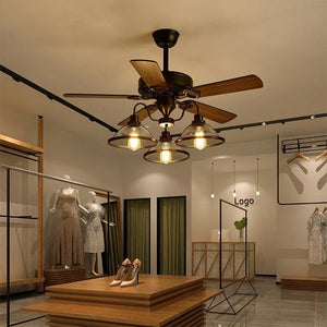 Rustic industrial chandelier with 3 lights and remote control