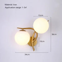 Modern gold copper ceiling light with glass ball and LED