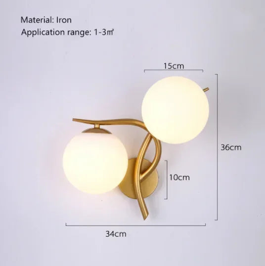 Modern gold copper ceiling light with glass ball and LED