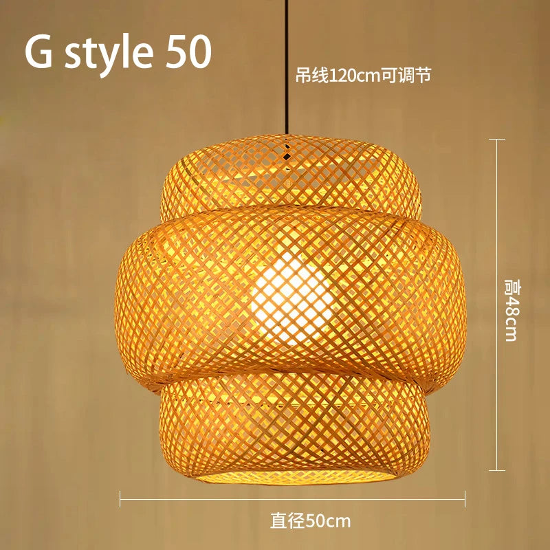 Handmade Chinese style bamboo chandelier with vintage pastoral weaving - vue 13 sur 30