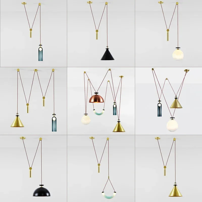 Adjustable metal pendant light for decorative indoor lighting