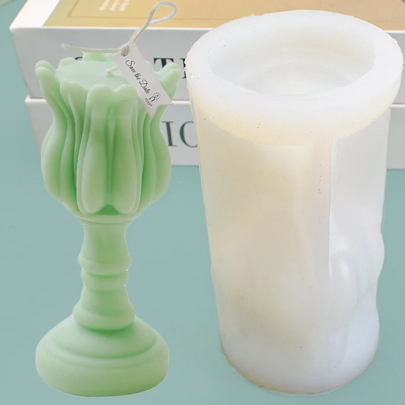 silicone mold for DIY candles and creative tulip candlesticks