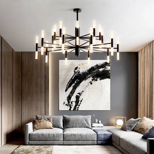 Modern art deco designer pendant chandelier for a bright interior - vue 4 sur 8