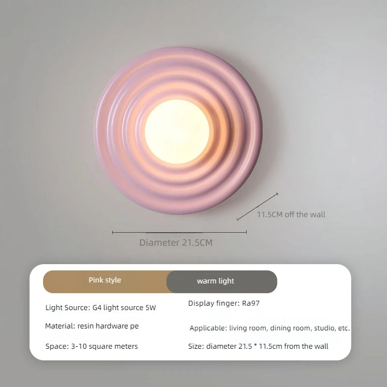 Retro resin LED wall lamp round Japanese style