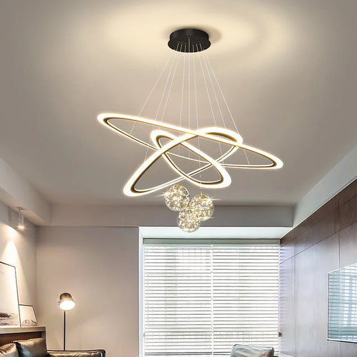 Modern LED ring pendant light for interior - vue 3 sur 10