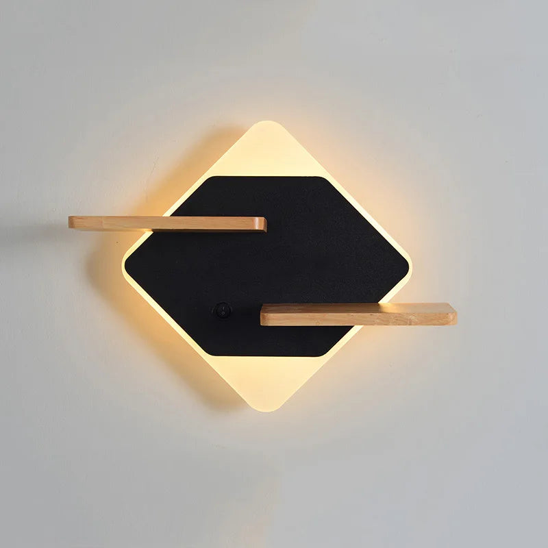 Nordic LED wall light with shelf and USB charger