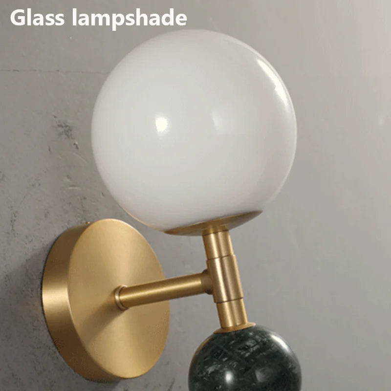 Modern Nordic copper and marble LED wall light luxury decoration - vue 6 sur 6