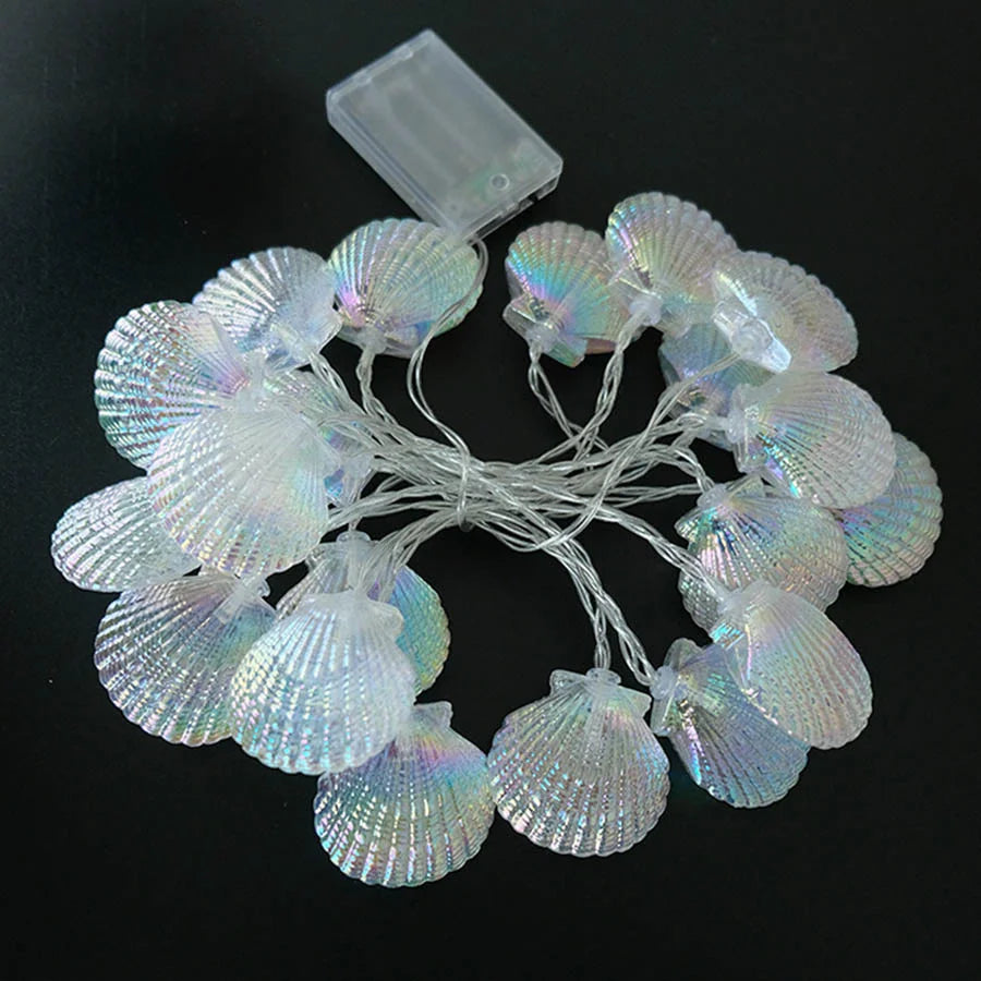 Seashell LED string lights for ocean-themed decor, party or wedding - vue 6 sur 7